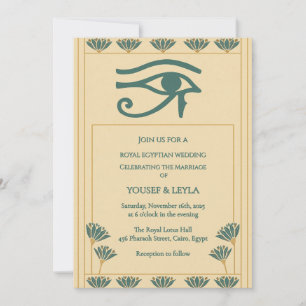 Invitación Real Ojo Egipcio de Horus y Boda de Lotus Gold