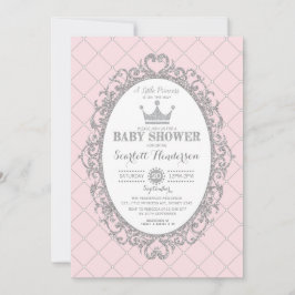 Invitación Real Princesa Crown Silver Baby Shower