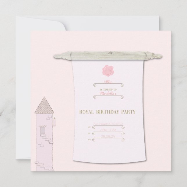 Invitación Real Princess Scroll Invitation Pink (Anverso)