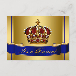 Invitación Real Príncipe de la Corona Roja Azul Rojo y Oro Ba