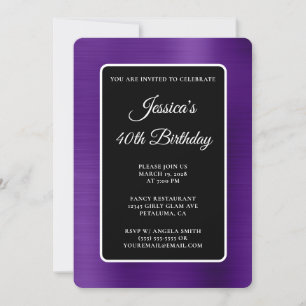 Invitación Real Relieve metalizado Púrpura Negro y Blanco 40