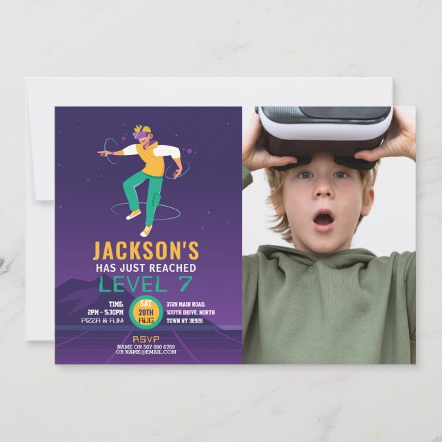 Invitación Realidad virtual VR Digital Gaming Gamer Photo (Anverso)