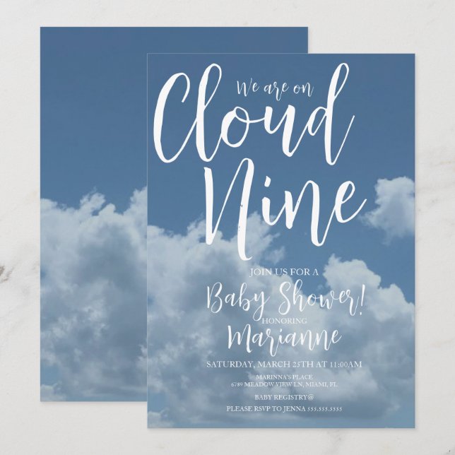 Invitación Realistic Clouds Cloud Nine Baby Shower   (Anverso / Reverso)