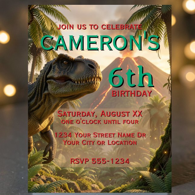 Invitación Realistic Dinosaur T-Rex Birthday Party (Subido por el creador)