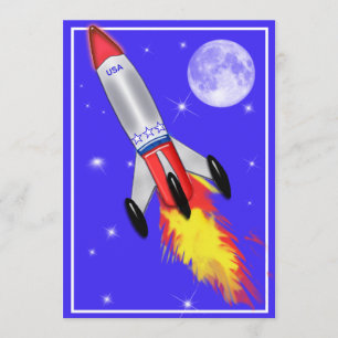 Invitación Realmente el cohete Guay en el espacio