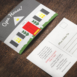 Invitación Realtor de fachada de la casa abierta postal