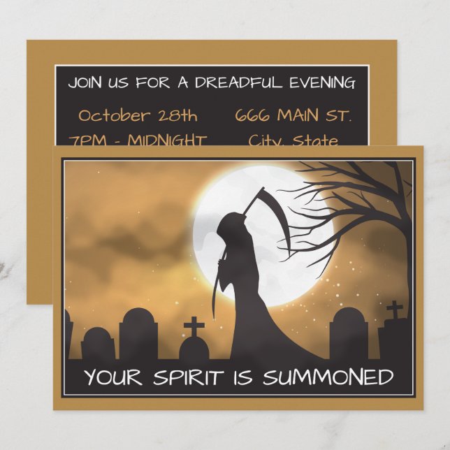 Invitación Reaper Halloween (Anverso / Reverso)