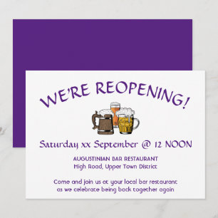 Invitación REAPERTURA Reunión de bar personalizable LILA