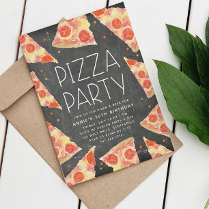 Invitación Rebanada de acuarela   Fiesta de pizza para cualqu