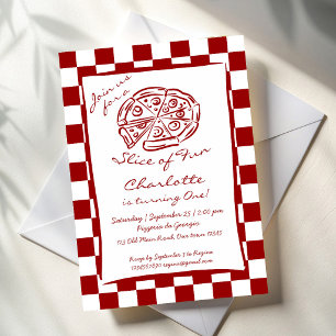 Invitación Rebanada de divertida pizza italiana de cumpleaños