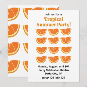 Invitación Rebanada de Fruta Naranja Fiesta Tropical de Veran