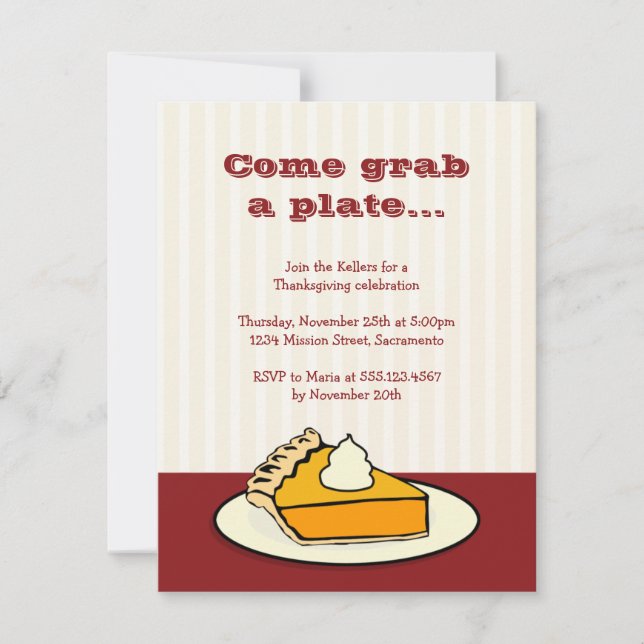 Invitación Rebanada de pastel de calabaza en cena de la (Anverso)