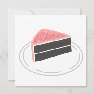Invitación Rebanada de pastel de chocolate con glaseado rosa