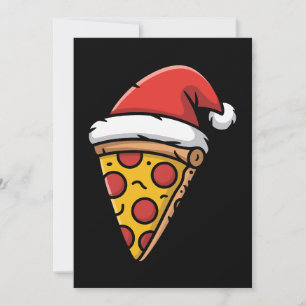 Invitación Rebanada de pizza de Navidad sombrero de Santa pep