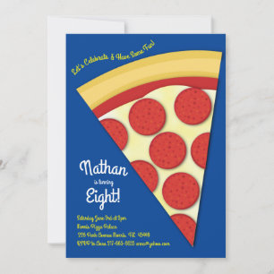 Invitación Rebanada de pizza de pepperoni para fiesta de pizz