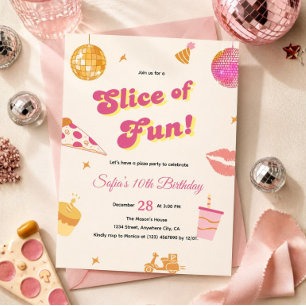 Invitación Rebanada de Pizza Divertida Fiesta de Cumpleaños R
