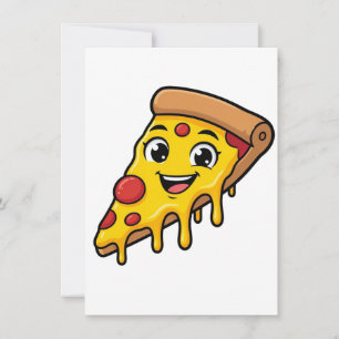 Invitación Rebanada de pizza divertida y feliz con queso elás