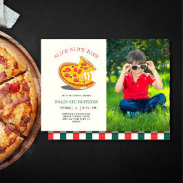 Invitación rebanada de rebanada de pizza moderna fiesta de cu