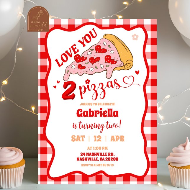 Invitación Rebanada retro roja de pizza divertida de fiesta (Subido por el creador)