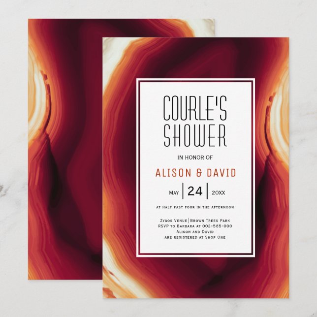 Invitación Rebanada roja caída parejas de boda de casamiento (Anverso / Reverso)