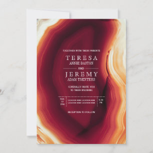 Invitación Rebanada roja de agate en colores de otoño boda mo