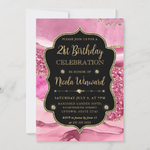 Invitación Rebanadas de geoda de ágata rosa y cumpleaños con 