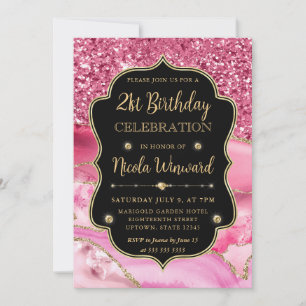 Invitación Rebanadas de geoda de ágata rosa y cumpleaños con 