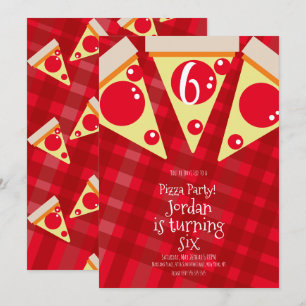 Invitación Rebanadas de pizza geométrica Fiesta Cumpleaños Ro