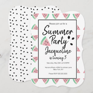 Invitación Rebanadas de Sandía y Semillas Cumpleaños Frutal d