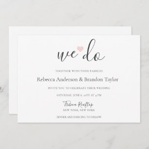 Invitación Rebecca Simple Modern We Do & Pink Heart Boda I