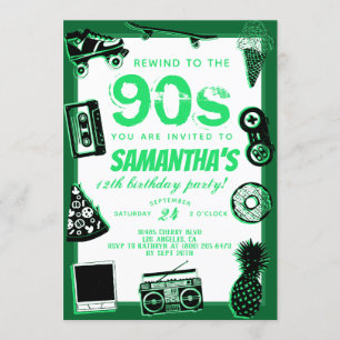 Invitación Rebobinar hasta el cumpleaños de los 90