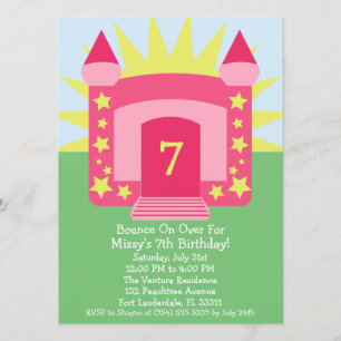 Invitación Rebote Rosado Sobre La Fiesta De Cumpleaños De La