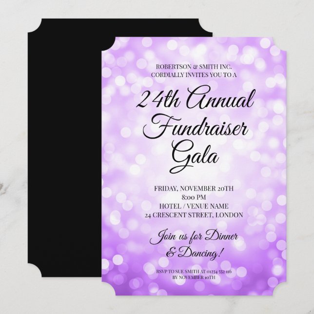 Invitación Recaudación de fondos corporativa formal Fiesta Lu (Anverso / Reverso)