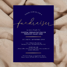 Invitación Recaudación de fondos Minimalista Script Navy y Or
