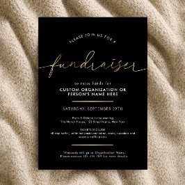 Invitación Recaudación de fondos Minimalista Script Negro y O