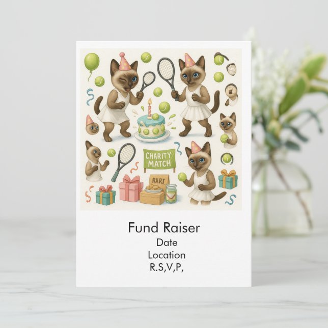 Invitación Recaudador de fondos de tenis para los amantes del (Anverso de pie)