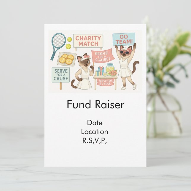 Invitación Recaudador de fondos de tenis para los amantes del (Anverso de pie)