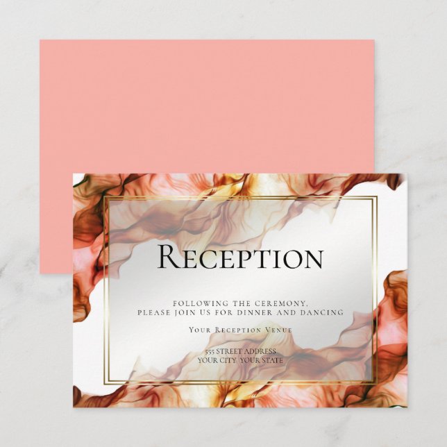 Invitación RECEPCIÓN | Abstracto acuarela Colores otoñales 6 (Anverso / Reverso)