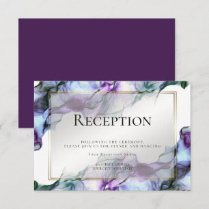 Invitación RECEPCIÓN   Acuarela Abstracta Ciruela Verde Azula