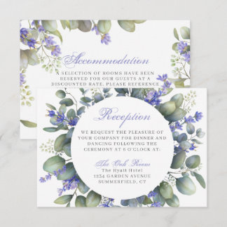 Invitación Recepción/Alojamiento Romántico de Eucalipto y Lav