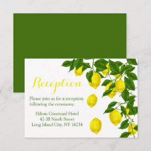 Invitación Recepción Amarilla Acuarela Limones Boda Verde