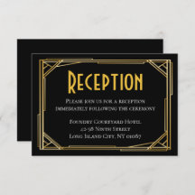 Recepción Art Deco Black Gold Wedding Great Gatsby