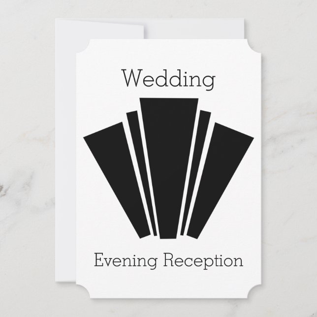 Invitación Recepción Art Deco De Bodas Blancas Y Negras (Anverso)