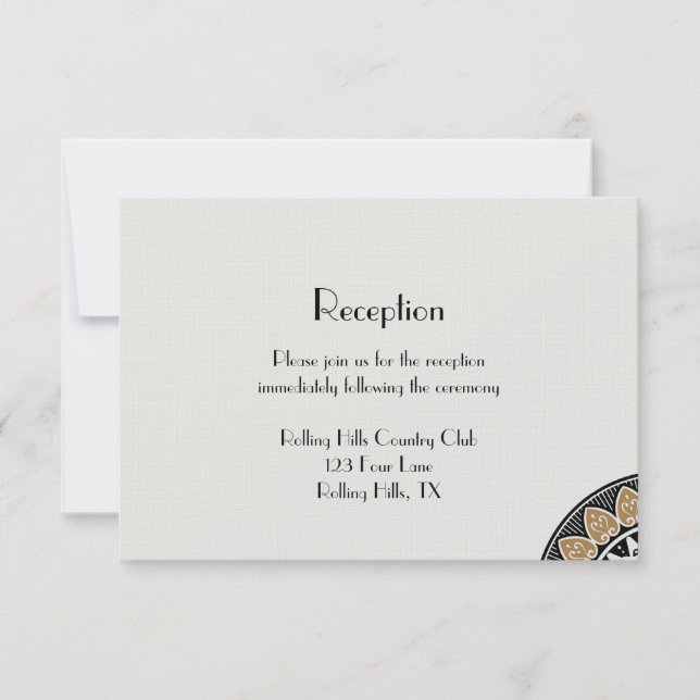 Invitación Recepción Art Deco Gold Posh Wedding (Anverso)