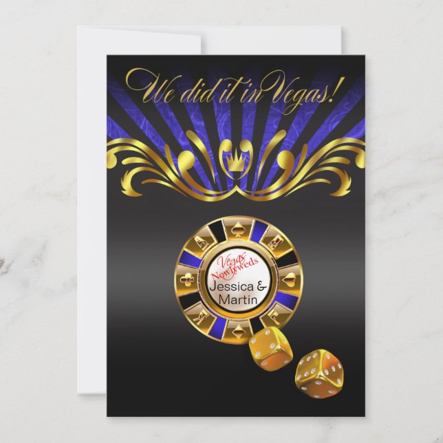 Invitación Recepción Art Nouveau Vegas | azul dorado (Anverso)