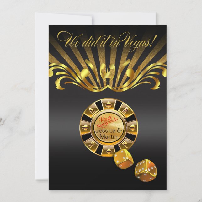 Invitación Recepción Art Nouveau Vegas | negro dorado (Anverso)