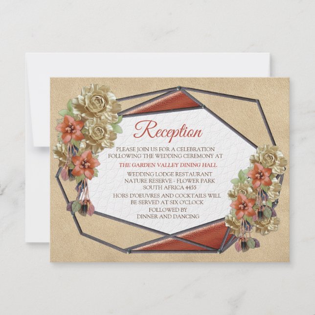 Invitación Recepción artística de cuero y textura Ante (Anverso)