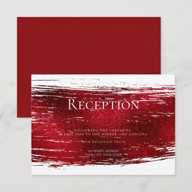 Invitación Recepción | Audaz estropajo de pincel rojo de Crim (Anverso / Reverso)