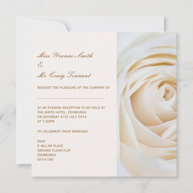 Invitación Recepción blanca de marfil clásica de la tarde de (Anverso)