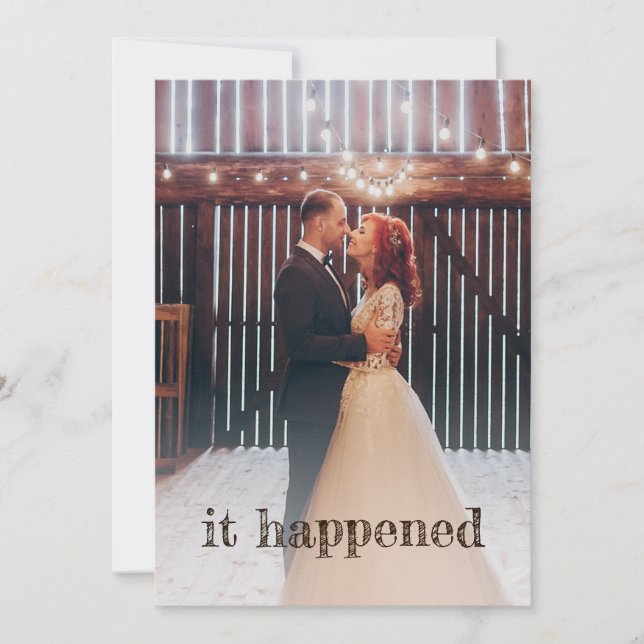 Invitación Recepción Boda Boho Foto Rústica Recién Casados (Anverso)